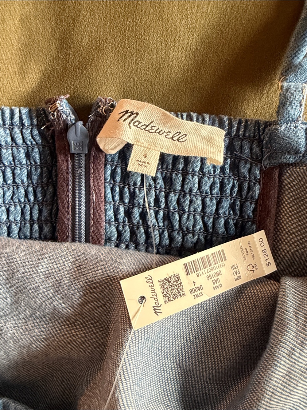 {MADEWELL} denim ruched mini dress 4 - Picture 8 of 10